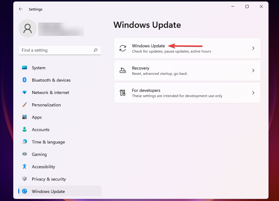 Clicca Windows Update