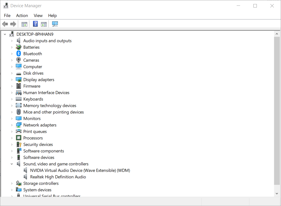 Device Manager window generic audio driver problem