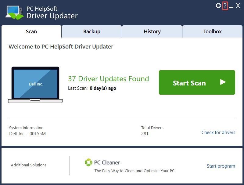 pc helpsoft iniciar análisis