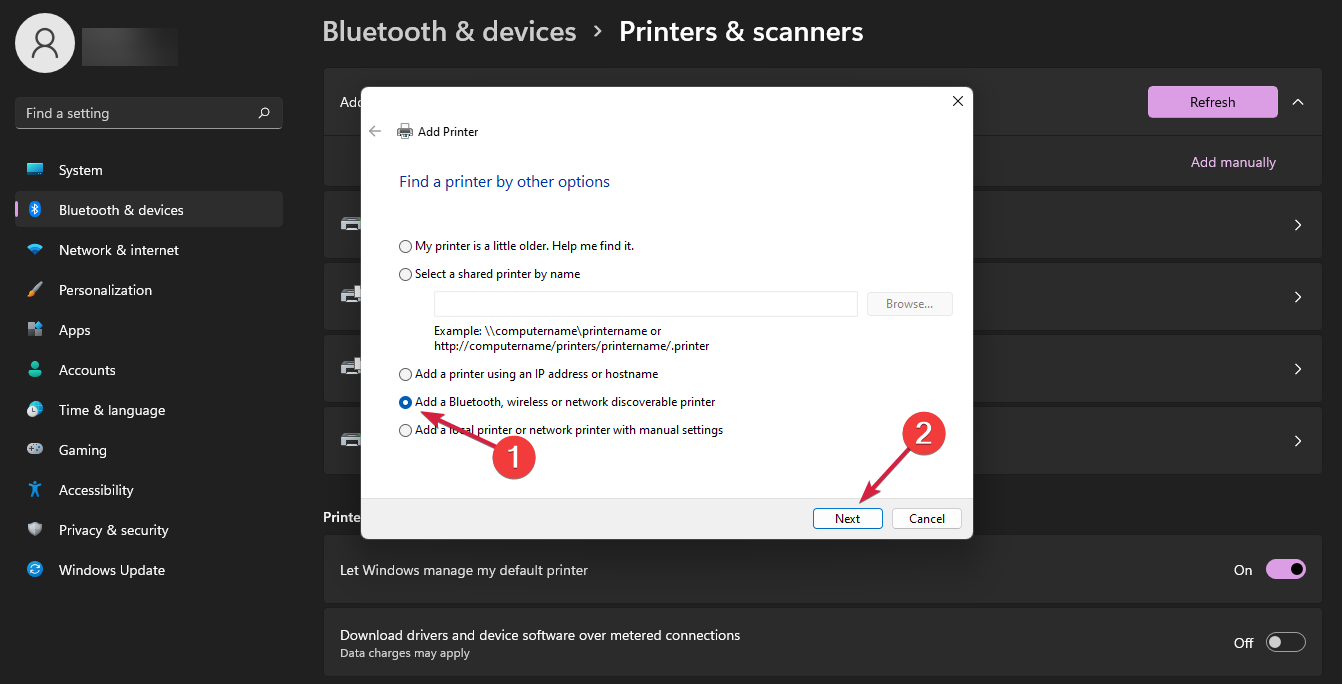 windows 11 adicionar uma impressora sem fio
