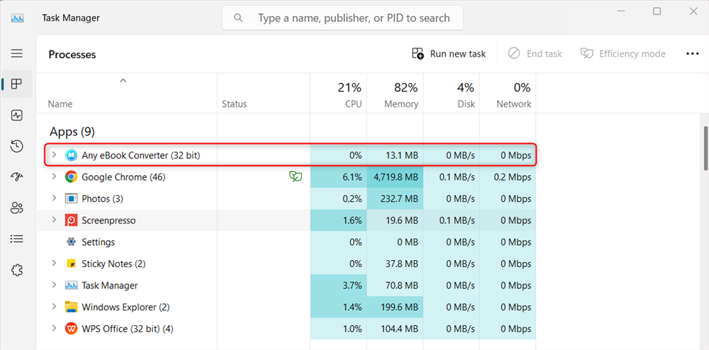 Any eBook Converter im Task-Manager anzeigen