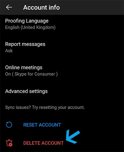 Imposta email su Outlook per Android