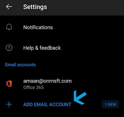 Imposta email su Outlook per Android
