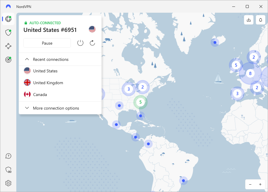 Connected on NordVPN
