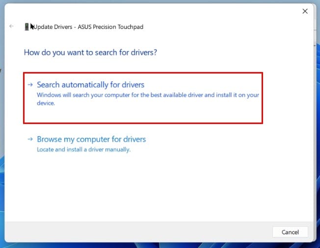 Search automatically for drivers