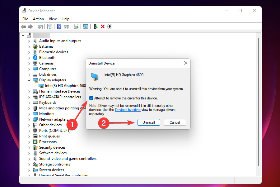 Désinstaller le pilote graphique pour résoudre le redémarrage aléatoire dans Windows 11