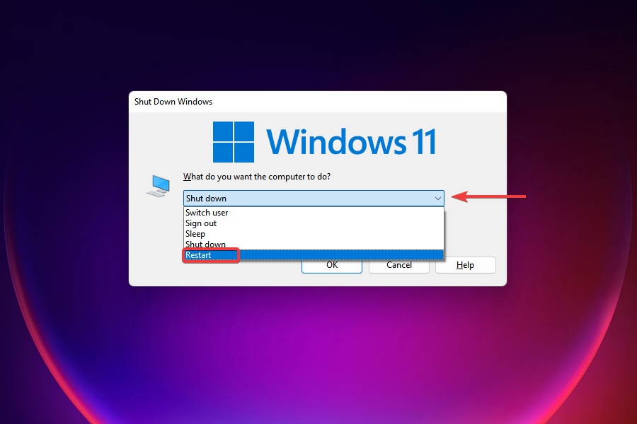 Restart windows 11