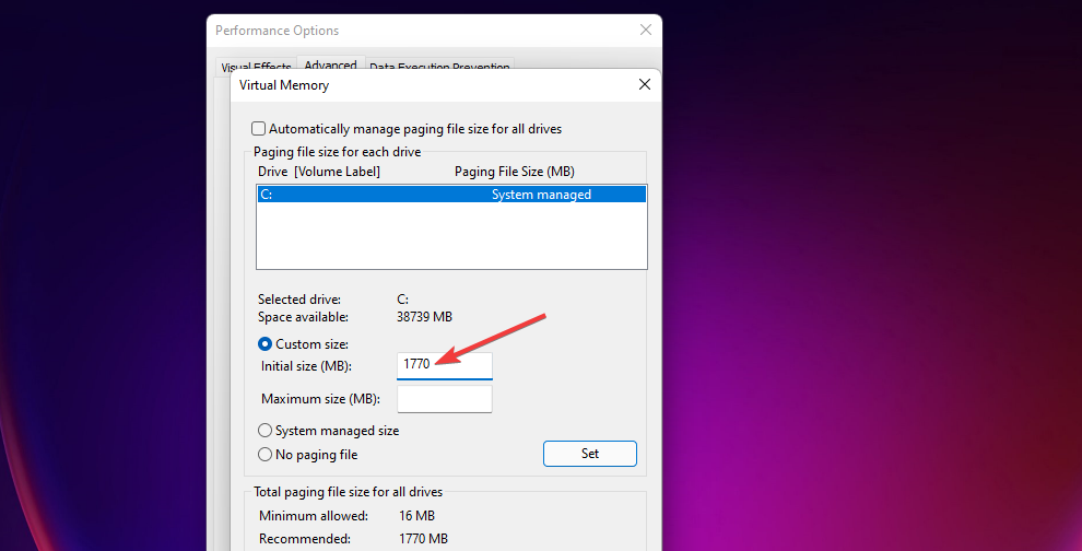 Initial size box windows 11 keeps freezing