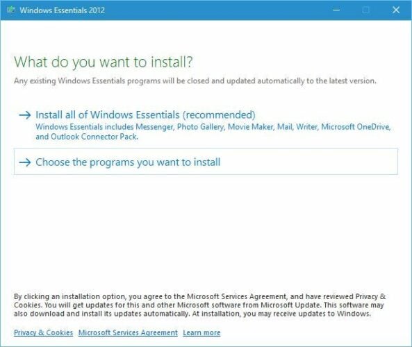 choose the programs you want to install windows movie maker