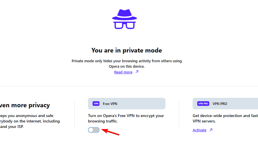 opera vpn private browsing