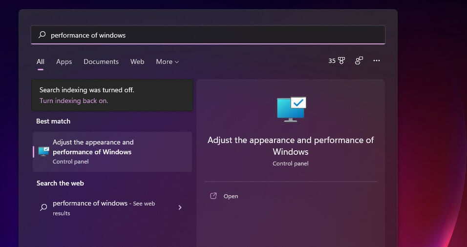 A performance of windows search windows 11 keeps freezing