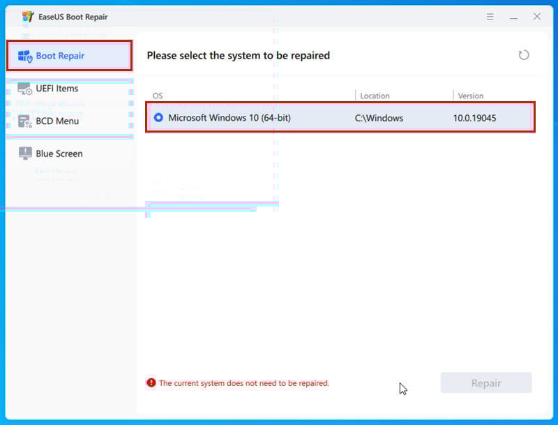 select boot partition
