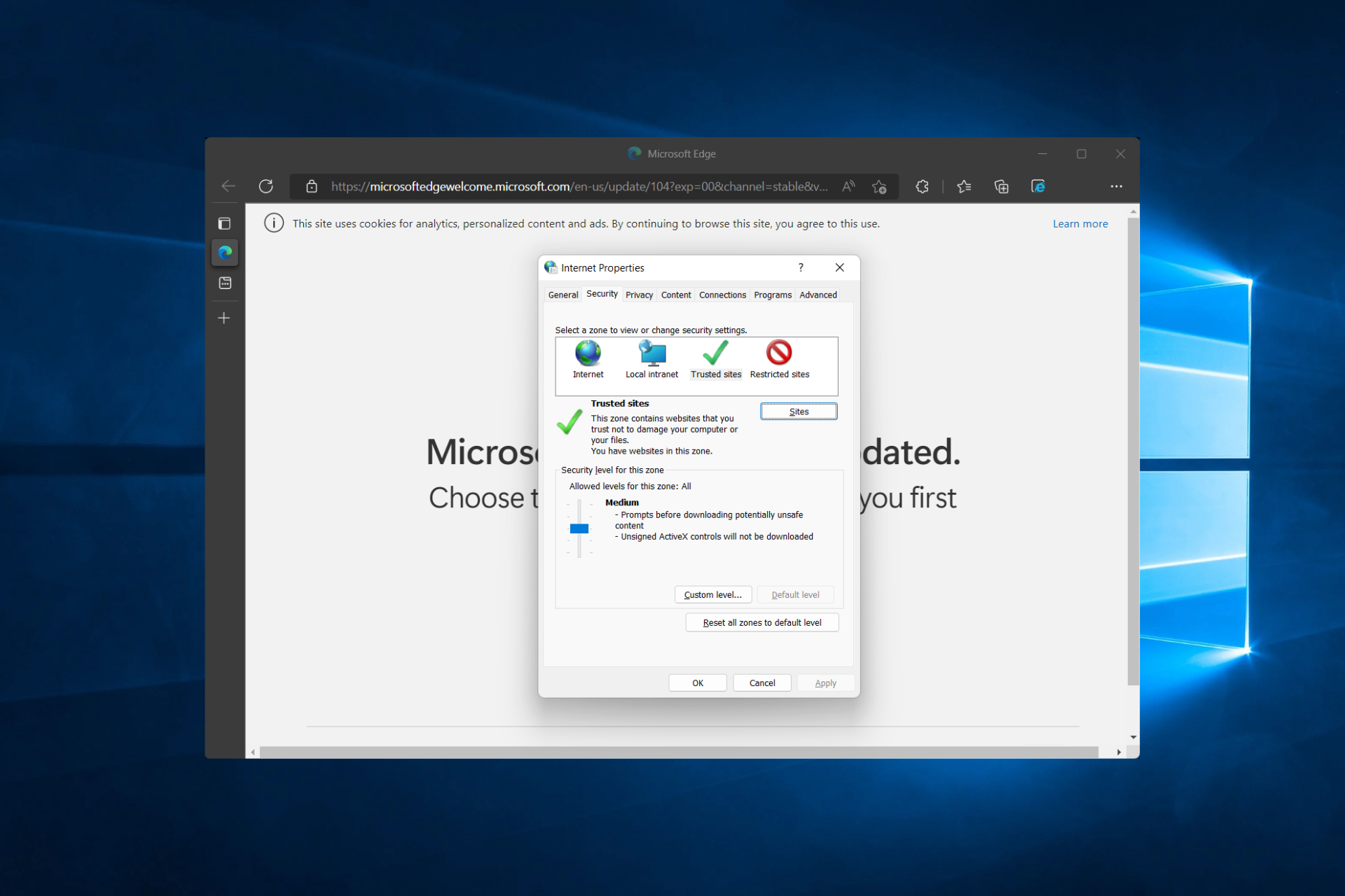 edge-w10-options no se puede mostrar acceso web rd