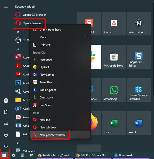 New private window
