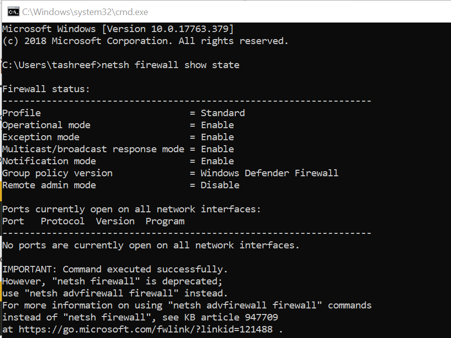 Заблокированный порт брандмауэра Windows