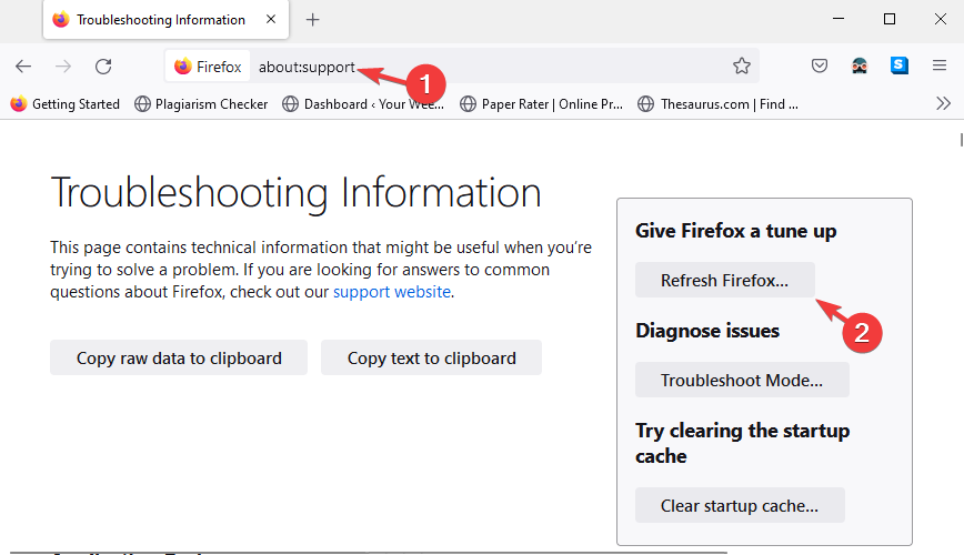 about:support firefox