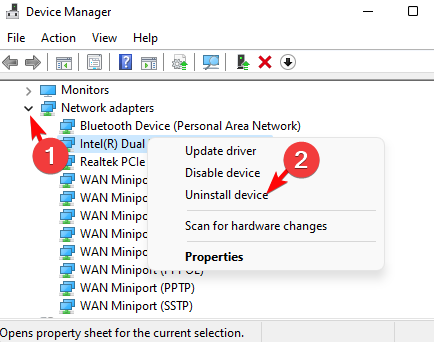 uninstall Intel(R) Dual Band Wireless-AC 3160