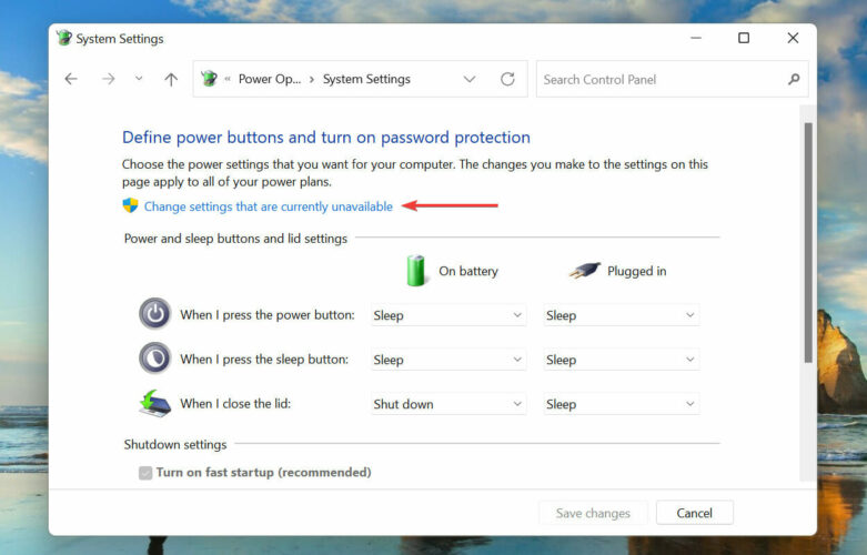 Modifier les paramètres qui ne sont pas actuellement disponibles