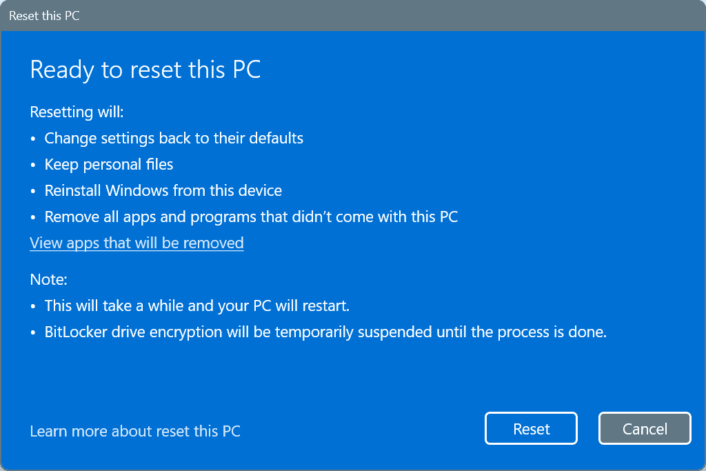 réinitialiser windows