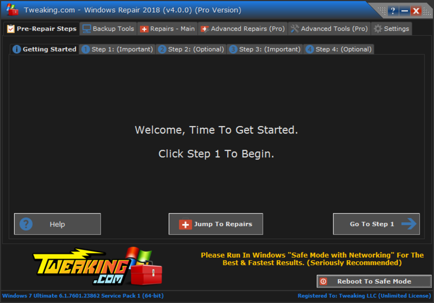 Tweaking Windows 7 Reparaturtool