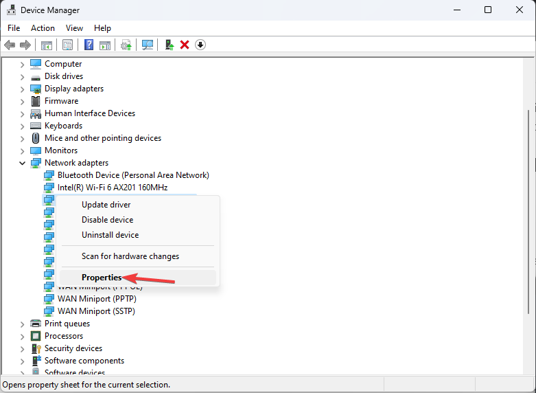 DEvice Network Adapter Properties Runsw.exe