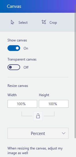 transparente Leinwand Paint 3D Einstellung