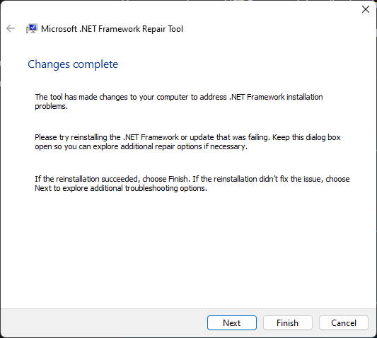 Concluir Net framework
