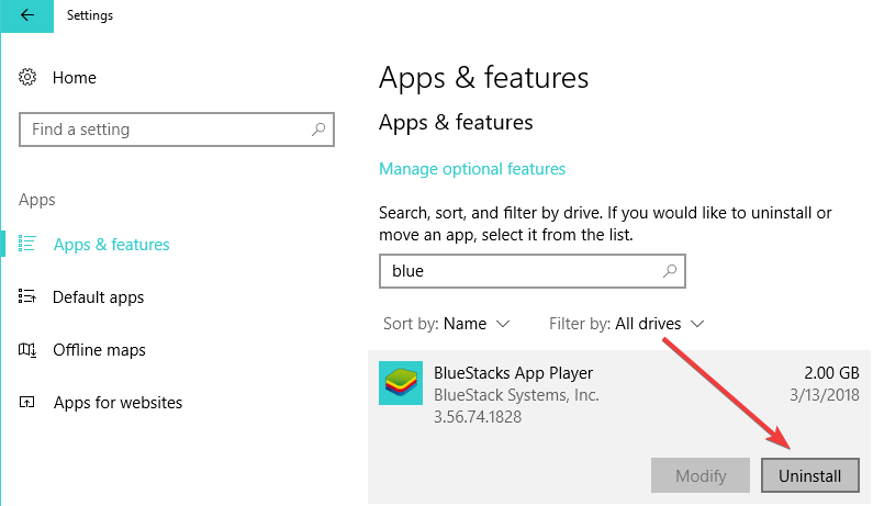 Windows 10 앱 삭제
