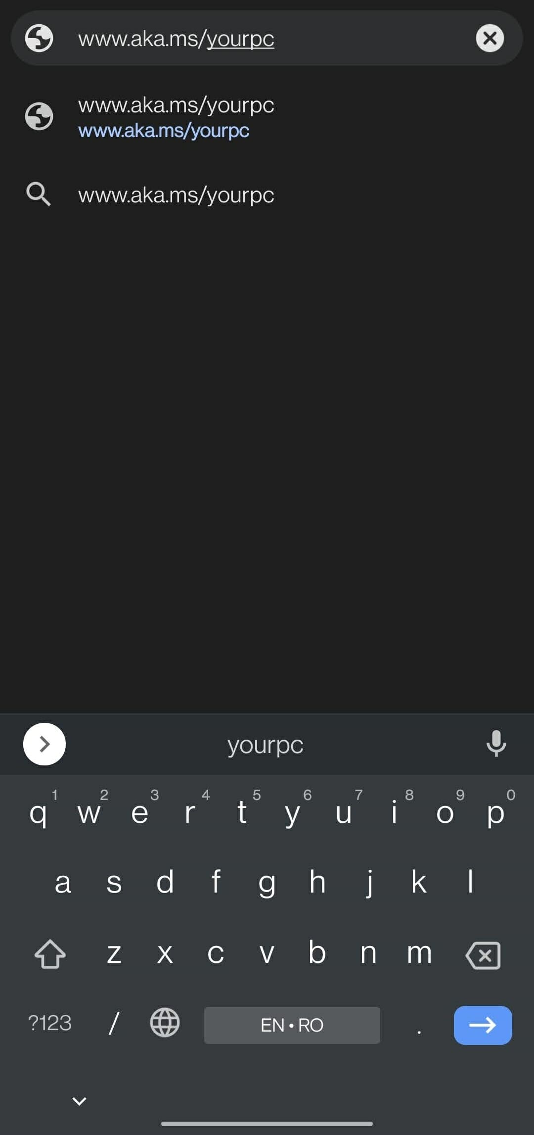 Suchen Sie auf Ihrem mobilen Gerät nach der URL.