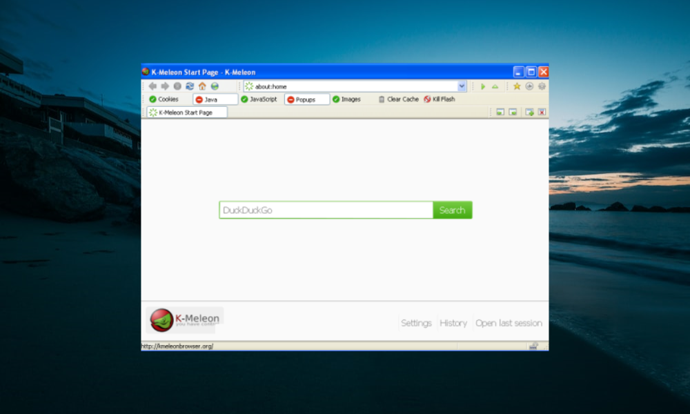 k-meleon browser main page