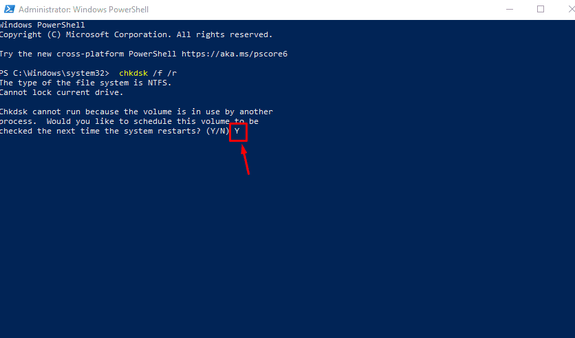 Geben Sie chkdsk /f /r ein