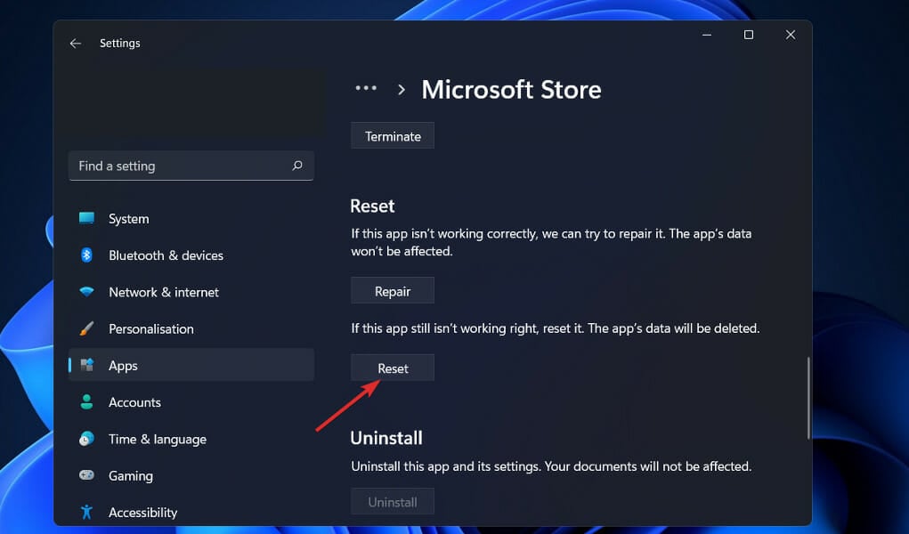 reset-store-reset microsoft store is blocked