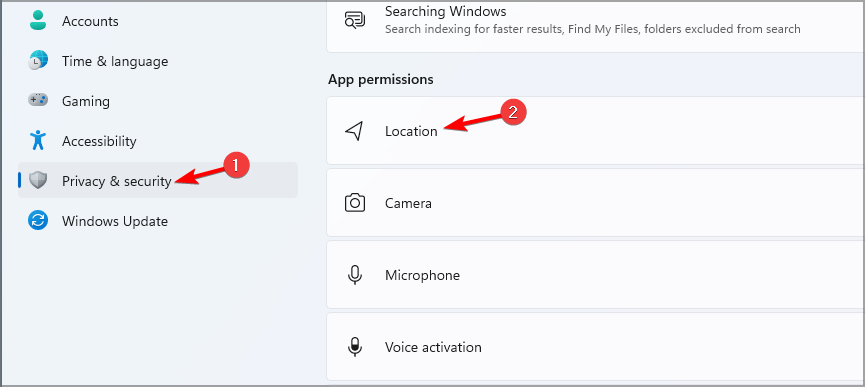 configuración de ubicación de seguridad de windows 11