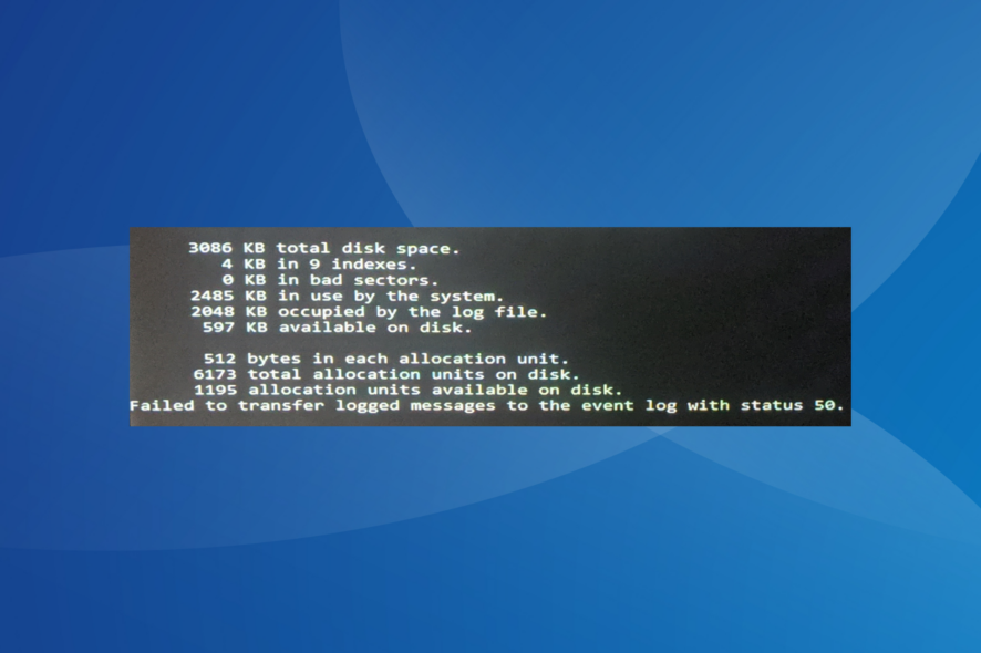 Windows에서 상태 50으로 이벤트 로그로 기록된 메시지를 전송하지 못한 것을 수정하는 방법