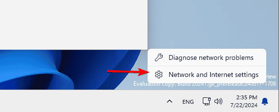network and internet settings