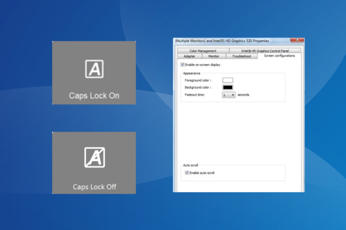 indicatore di visualizzazione caps lock su schermo windows 10