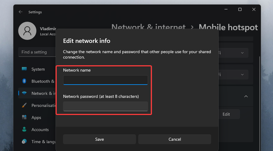 mobile hotspot windows 11 set name