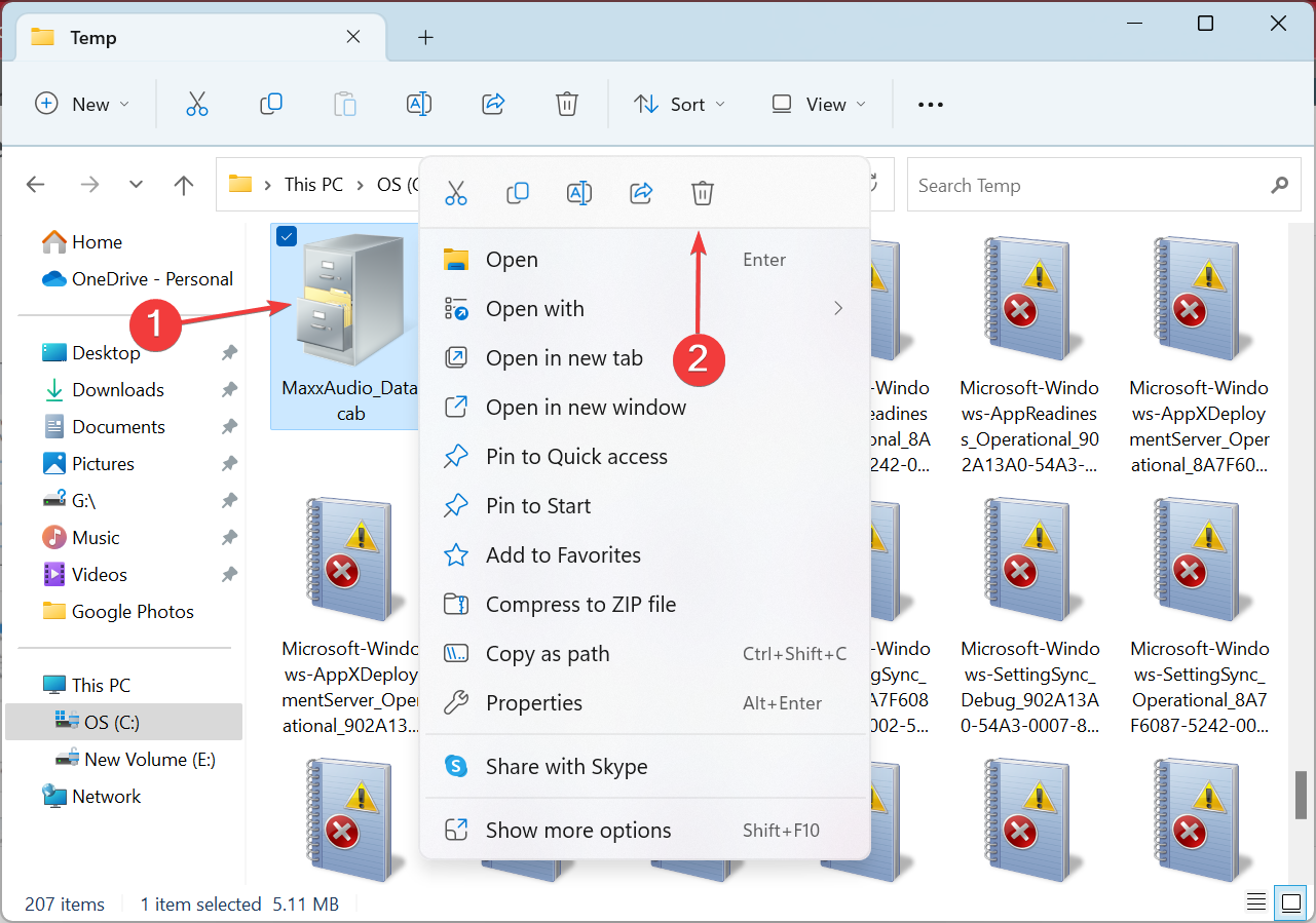 eliminare file cab temporanei di windows