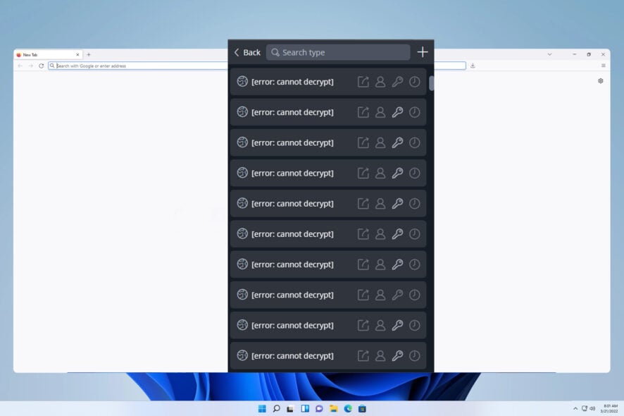 bitwarden error cannot decrypt