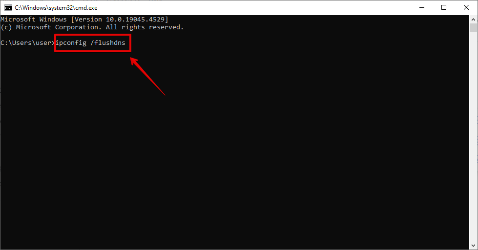 Write “ipconfig /flushdns.”