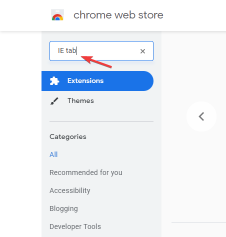 recherchez le plugin IE sur le web store