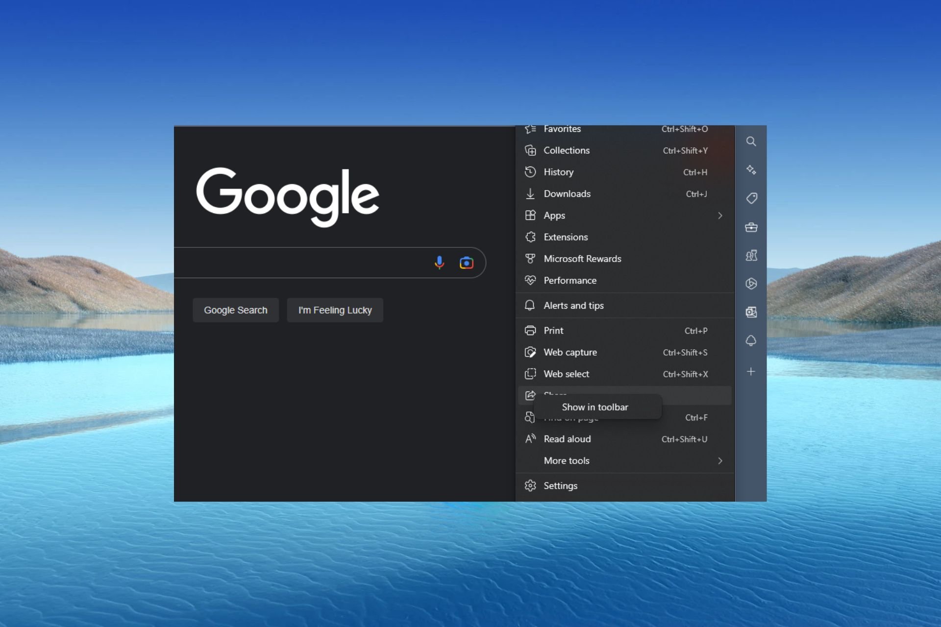 Teilen-Funktion in Microsoft Edge funktioniert nicht