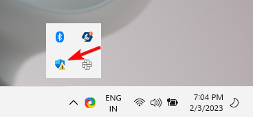 Windows 보안 아이콘 클릭