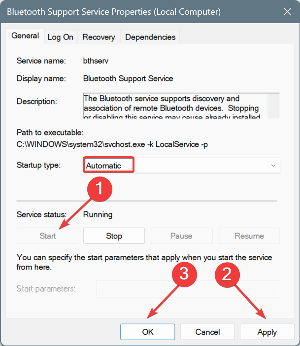 executar o serviço de suporte de Bluetooth para solucionar problemas de congelamento em dispositivos e impressoras windows 10