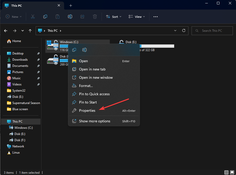 Propriedades Verificação Corrompimento de Estrutura Crítica no Windows 11