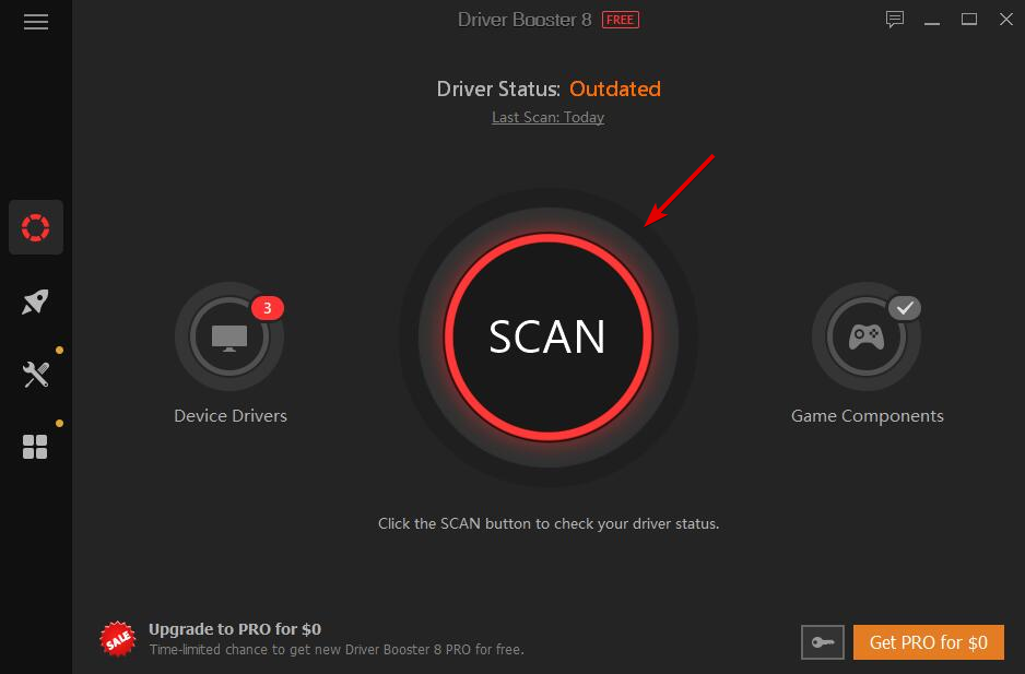 iobit driver booster pressione escanear