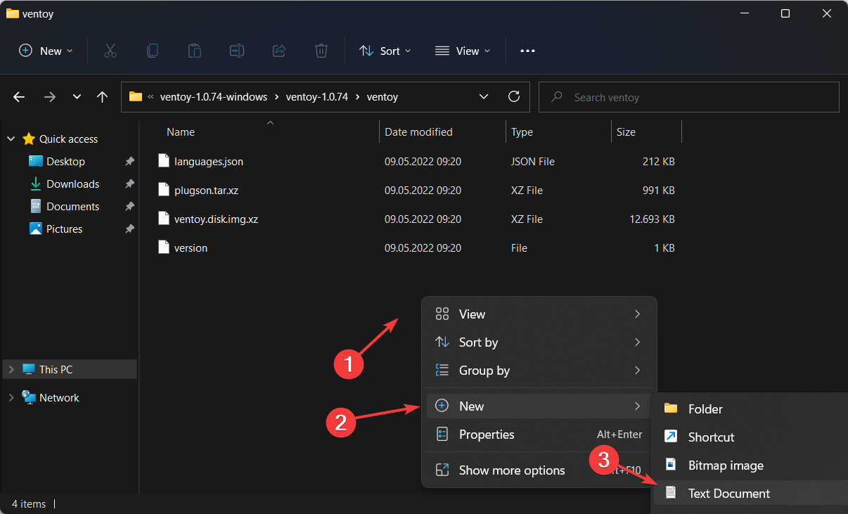new-text windows 11 ventoy
