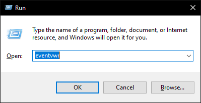 Run box for Event viewer