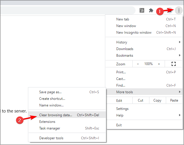 clear browsing data chrome menu