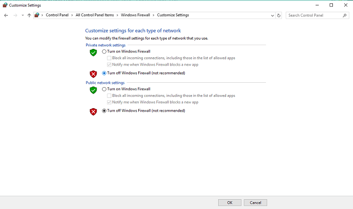 отключить брандмауэр windows